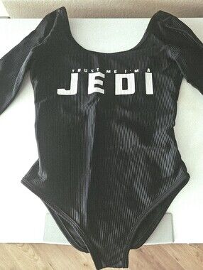 Black 'Trust Me I'm A Jedi' Long Sleeve One-Piece Bodysuit SMALL
